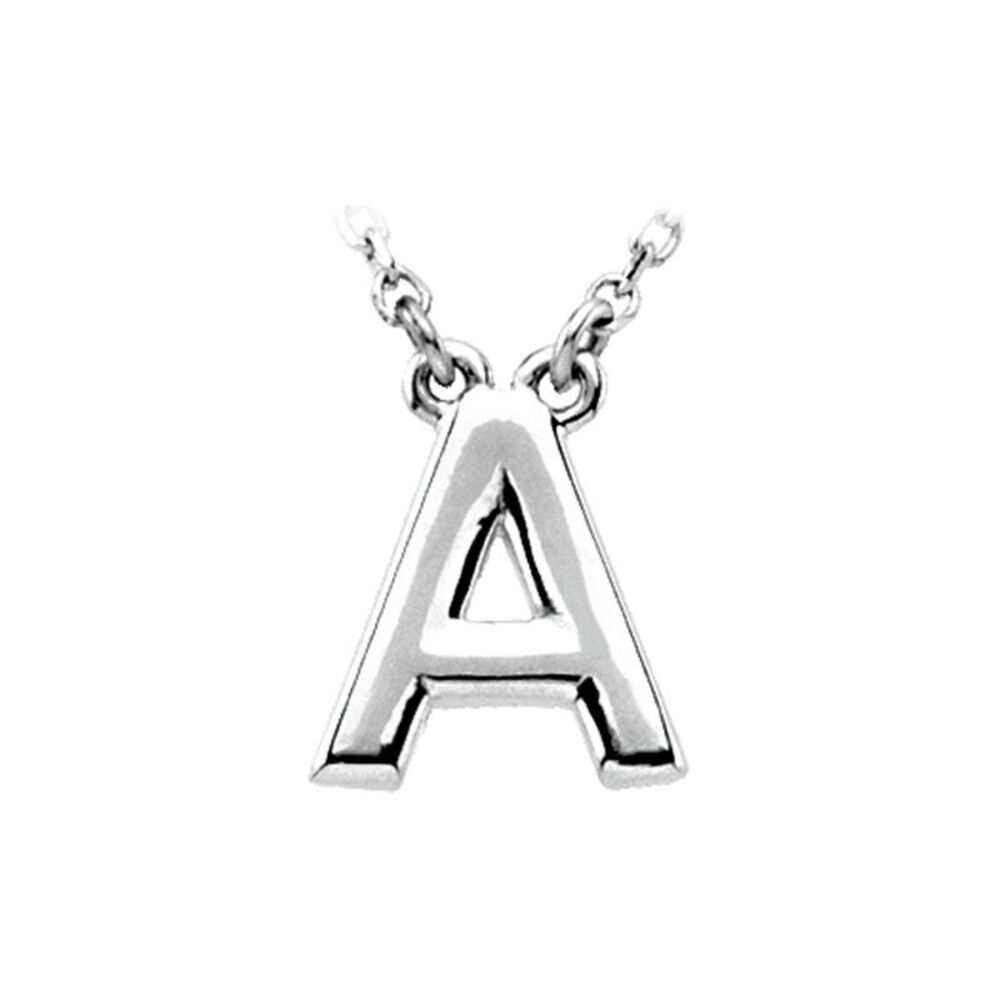 Sterling Silver, Kendall Collection, Block Initial A Necklace, 16 Inch